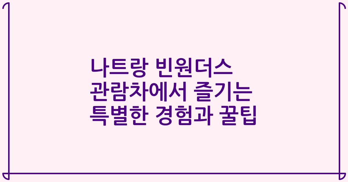나트랑 빈원더스 관람차에서 즐기는 특별한 경험과 꿀팁