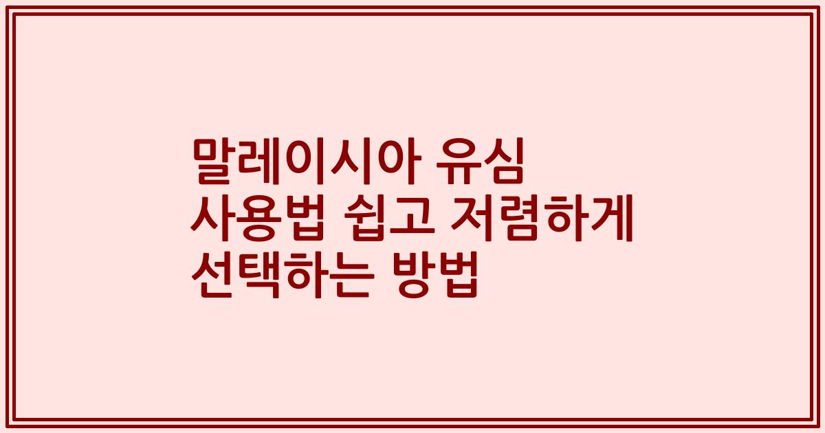 말레이시아 유심 사용법 쉽고 저렴하게 선택하는 방법