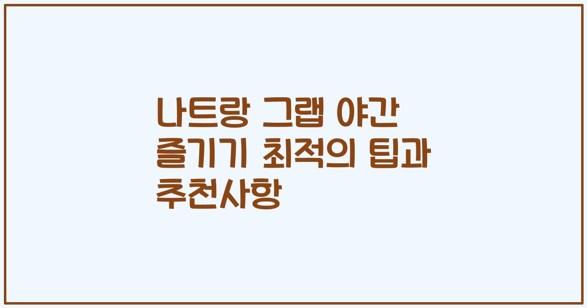 나트랑 그랩 야간 즐기기 최적의 팁과 추천사항