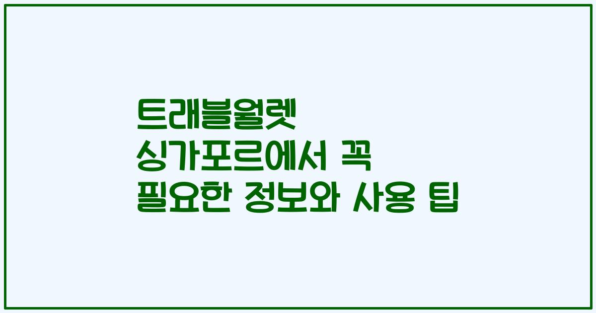 트래블월렛 싱가포르에서 꼭 필요한 정보와 사용 팁